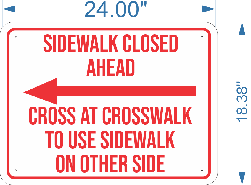 Sidewalk Closed L Arrow